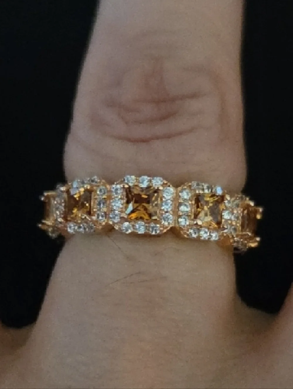 Rose Gold And CZ Suzy Levian Halo Eternity Band Princess And Round 925 Sz5.5